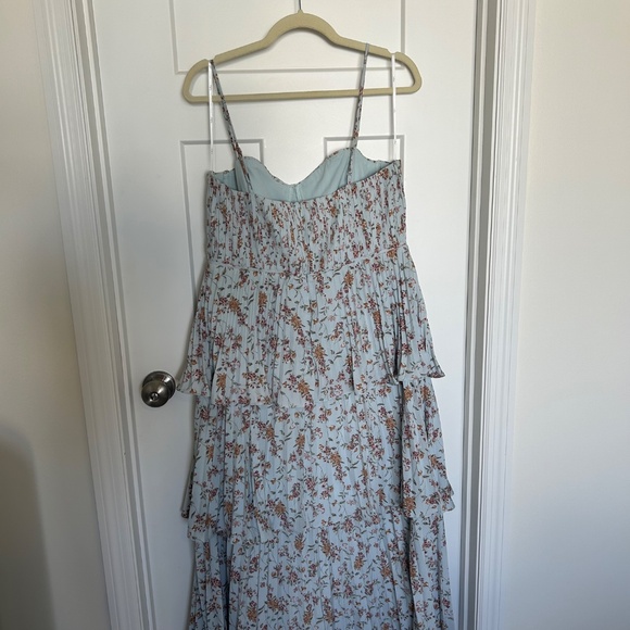 Lulu’s Blue Floral Print Tiered Dress, Size XL - Picture 6 of 8